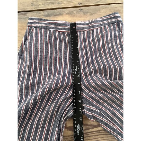Banana Republic Wide Leg Pants Womens 4 Black Striped Oxford Fabric Pockets - Picture 6 of 8